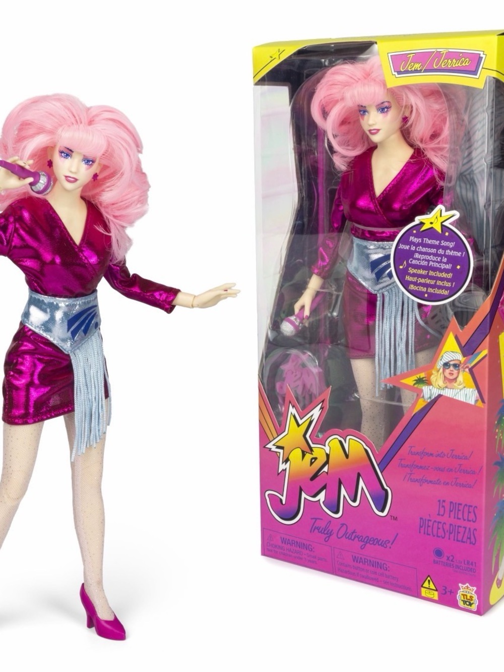 JEM Pink Metallic Dress Doll with Silver Fringe Belt